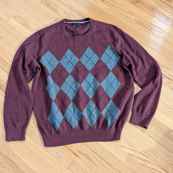 Tommy Hilfiger Crewneck Sweater in Brown and Gray - Picture 1 of 3